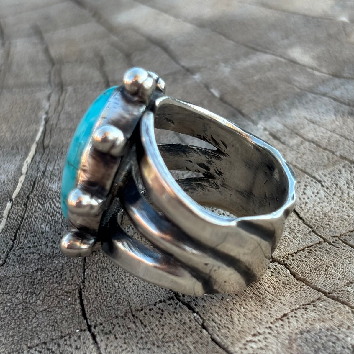 Triple-shank Burst Ring With Fox Turquoise