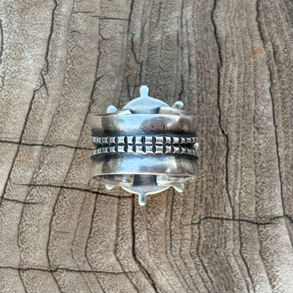 Split-shank Burst Ring with Pilot Mountain Turquoise