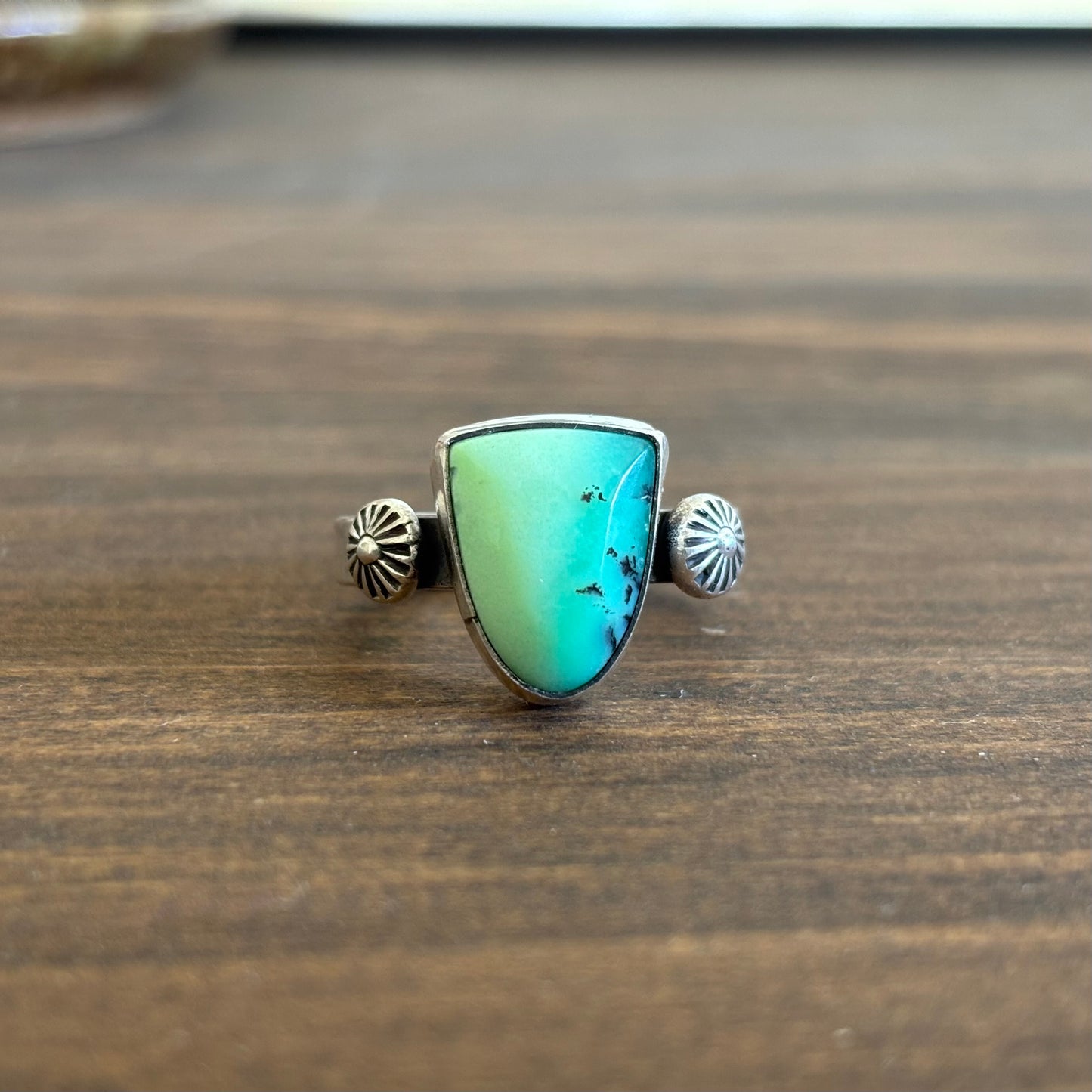 Lemon Chrysoprase Shield Ring (Size 11.5)
