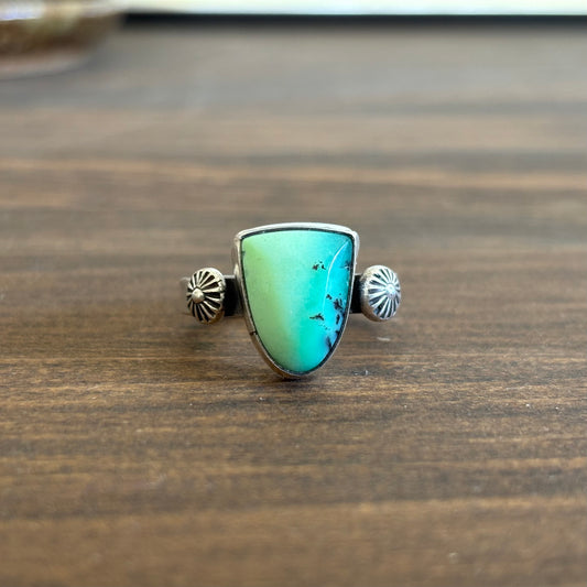 Lemon Chrysoprase Shield Ring (Size 11.5)