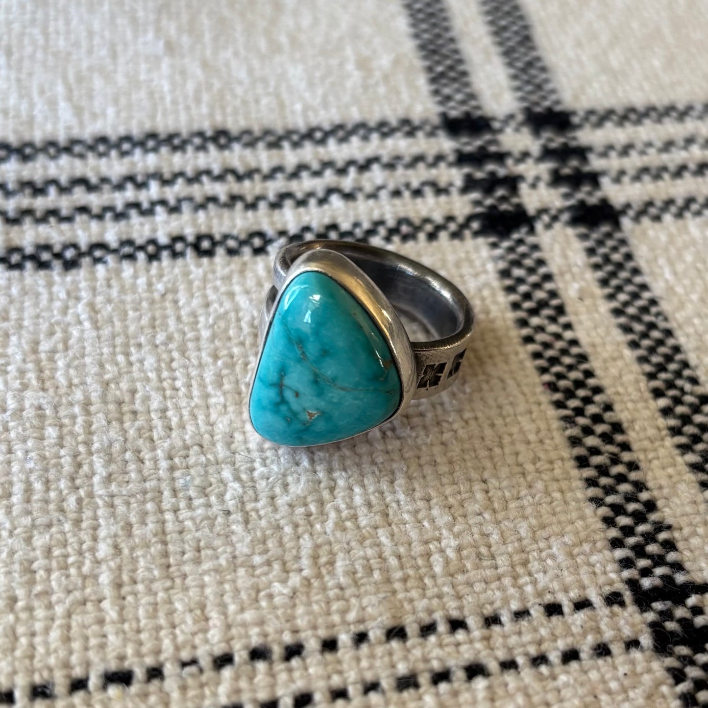 Asymmetrical Misty Blue Turquoise Ring (size 8)