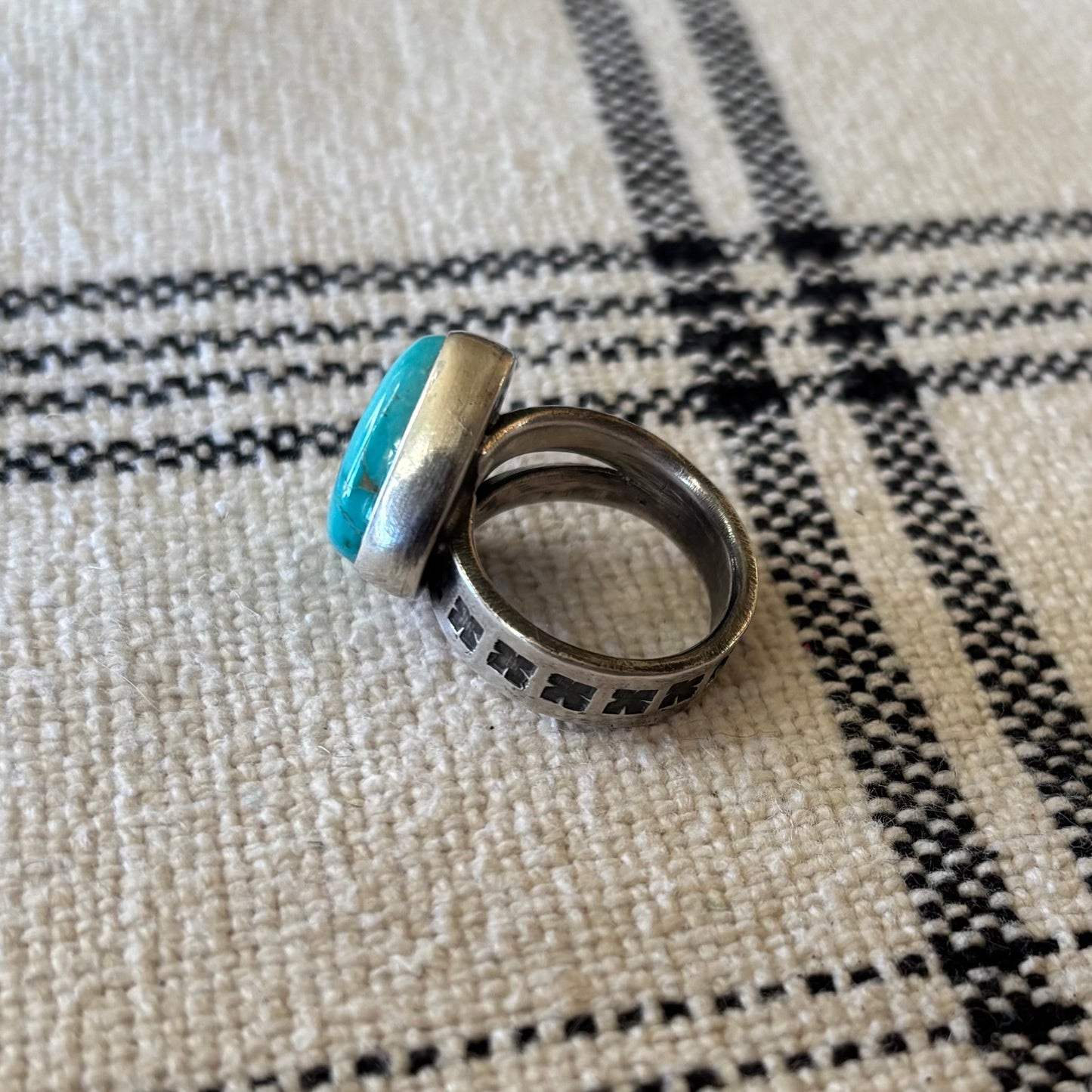 Asymmetrical Misty Blue Turquoise Ring (size 8)