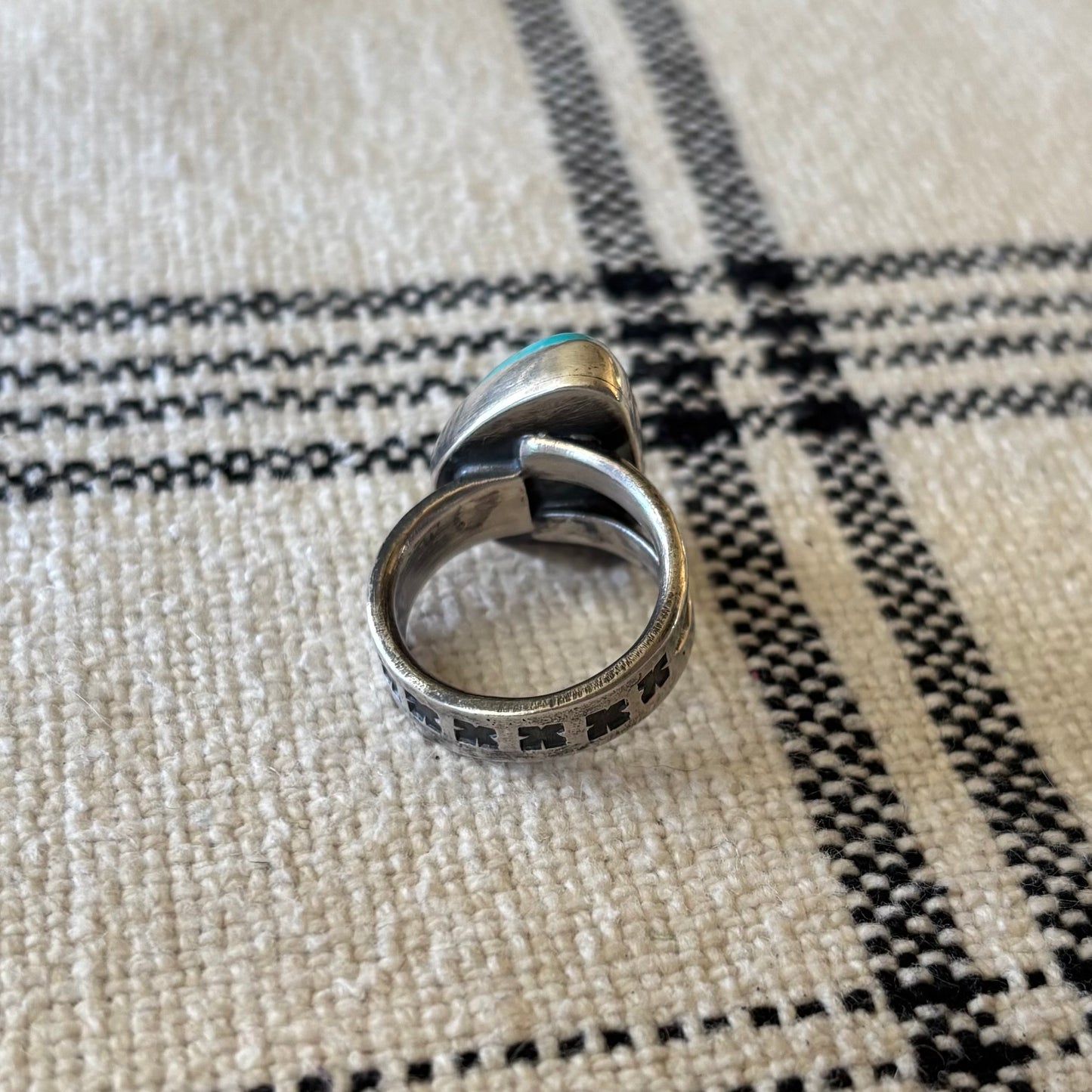 Asymmetrical Misty Blue Turquoise Ring (size 8)