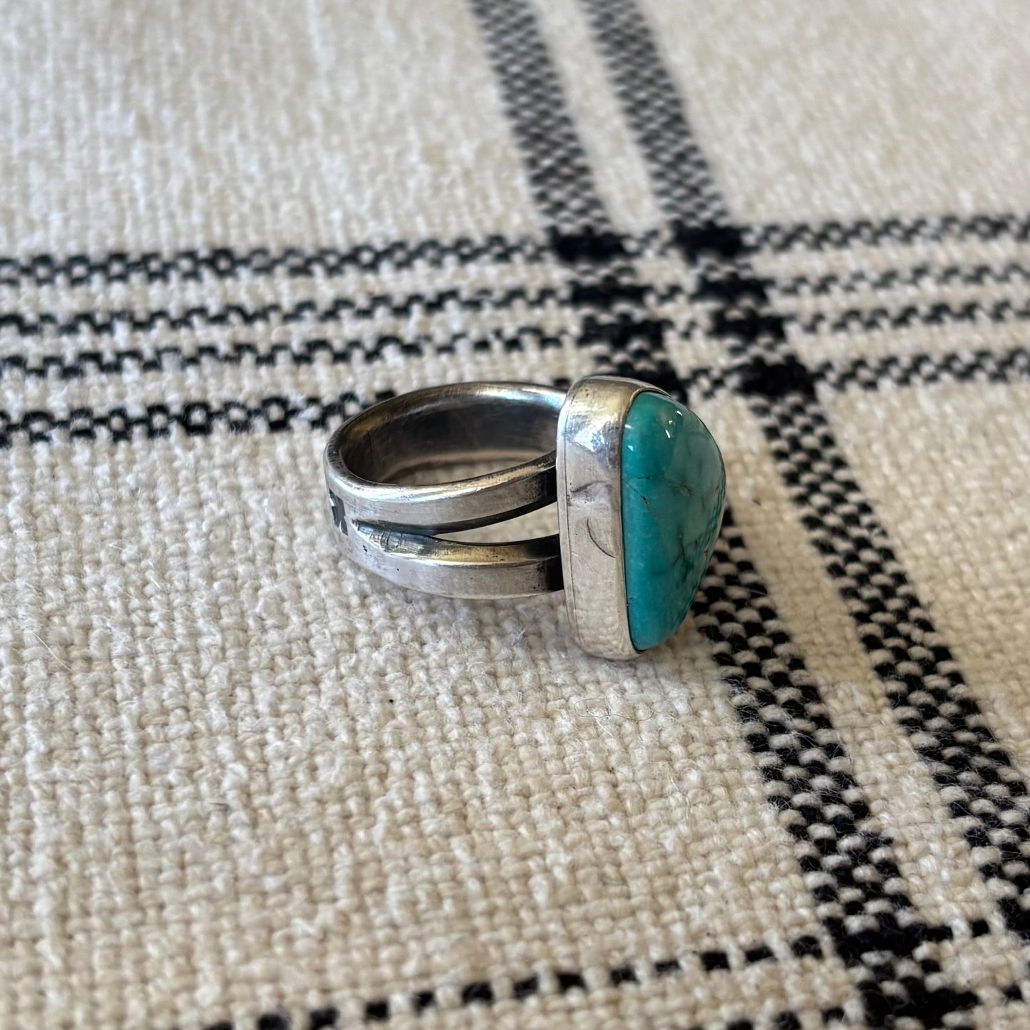 Asymmetrical Misty Blue Turquoise Ring (size 8)