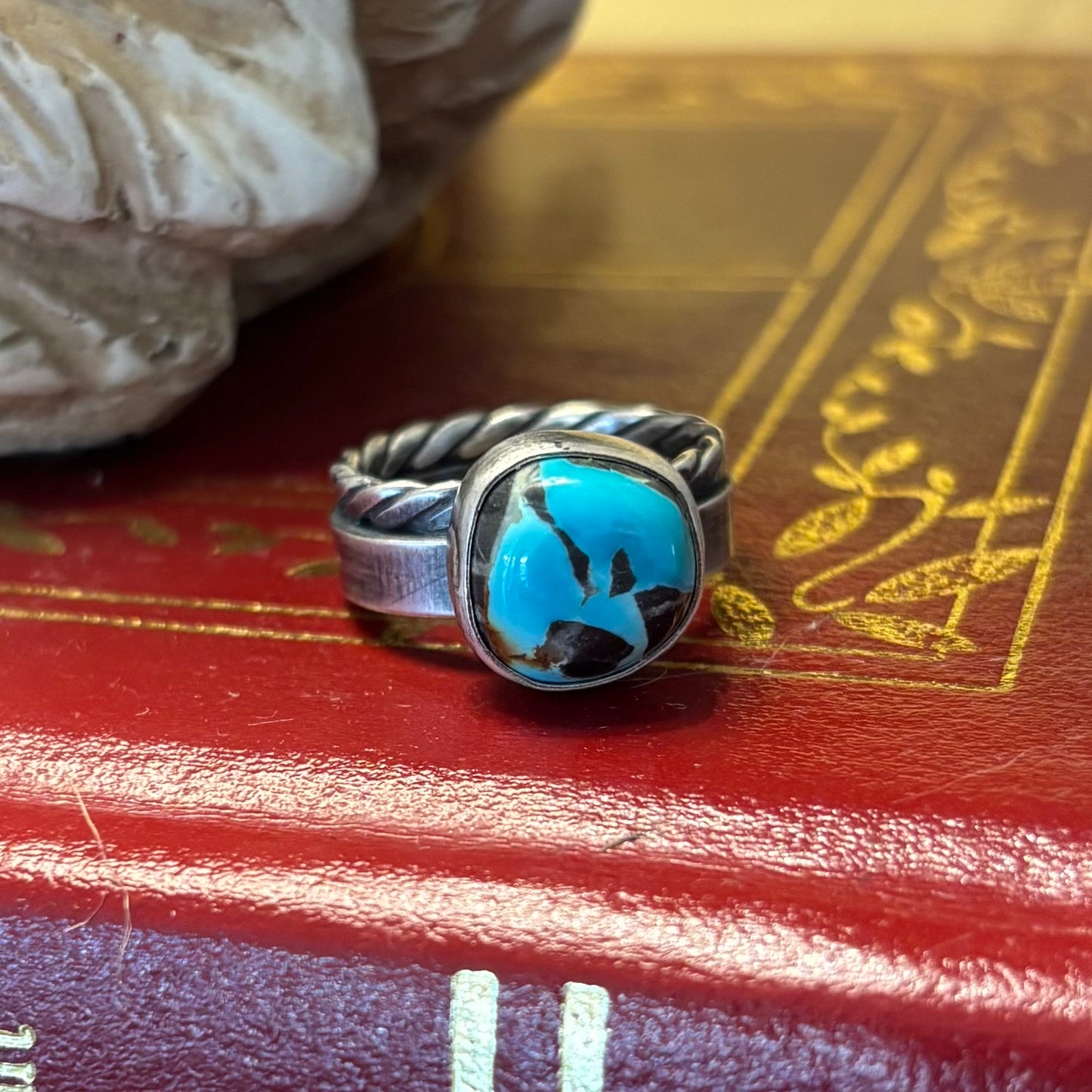Kingman Turquoise Double Band Ring (size 5 1/4)