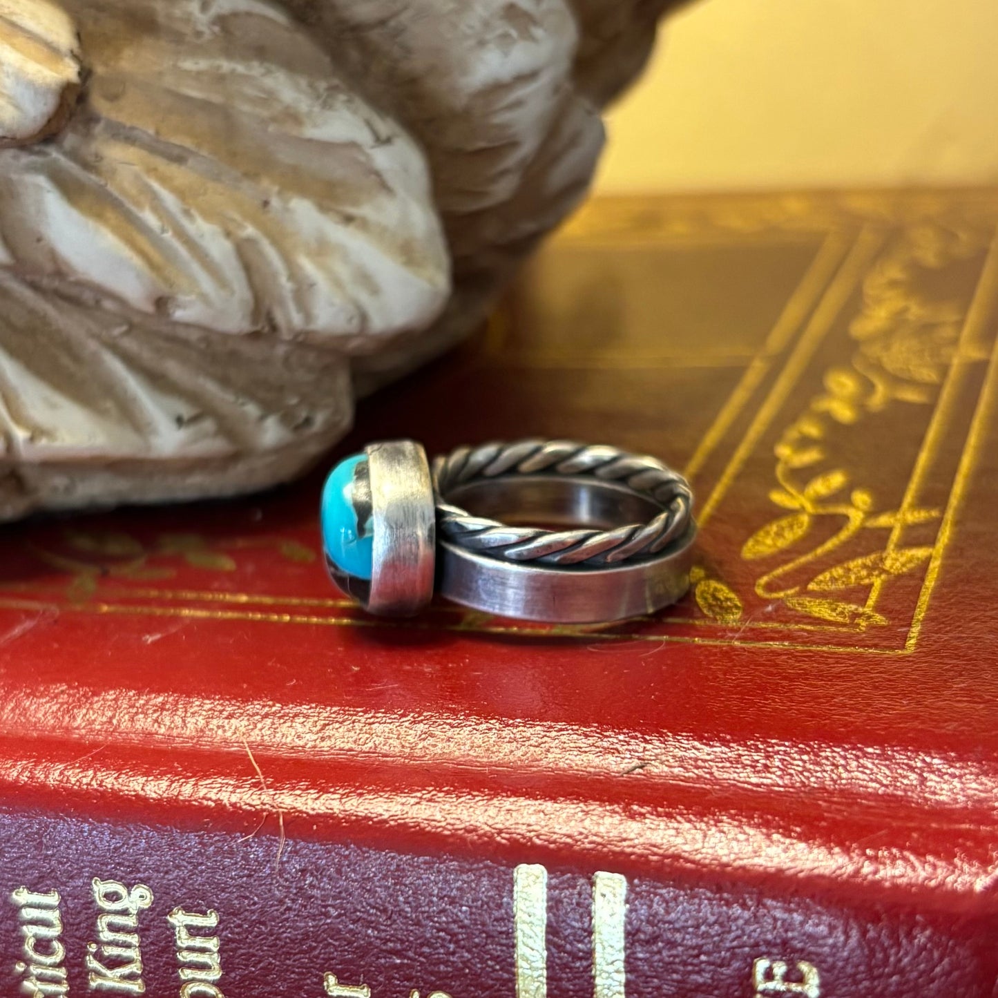 Kingman Turquoise Double Band Ring (size 5 1/4)
