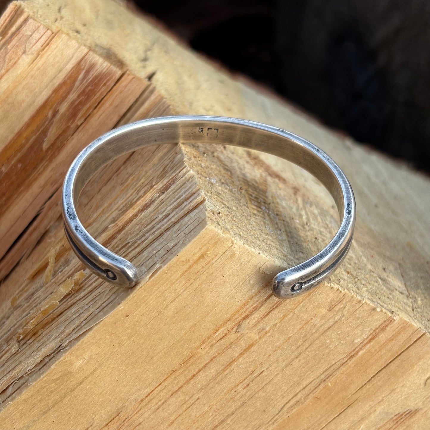 Lined Sterling Stacker Bracelet
