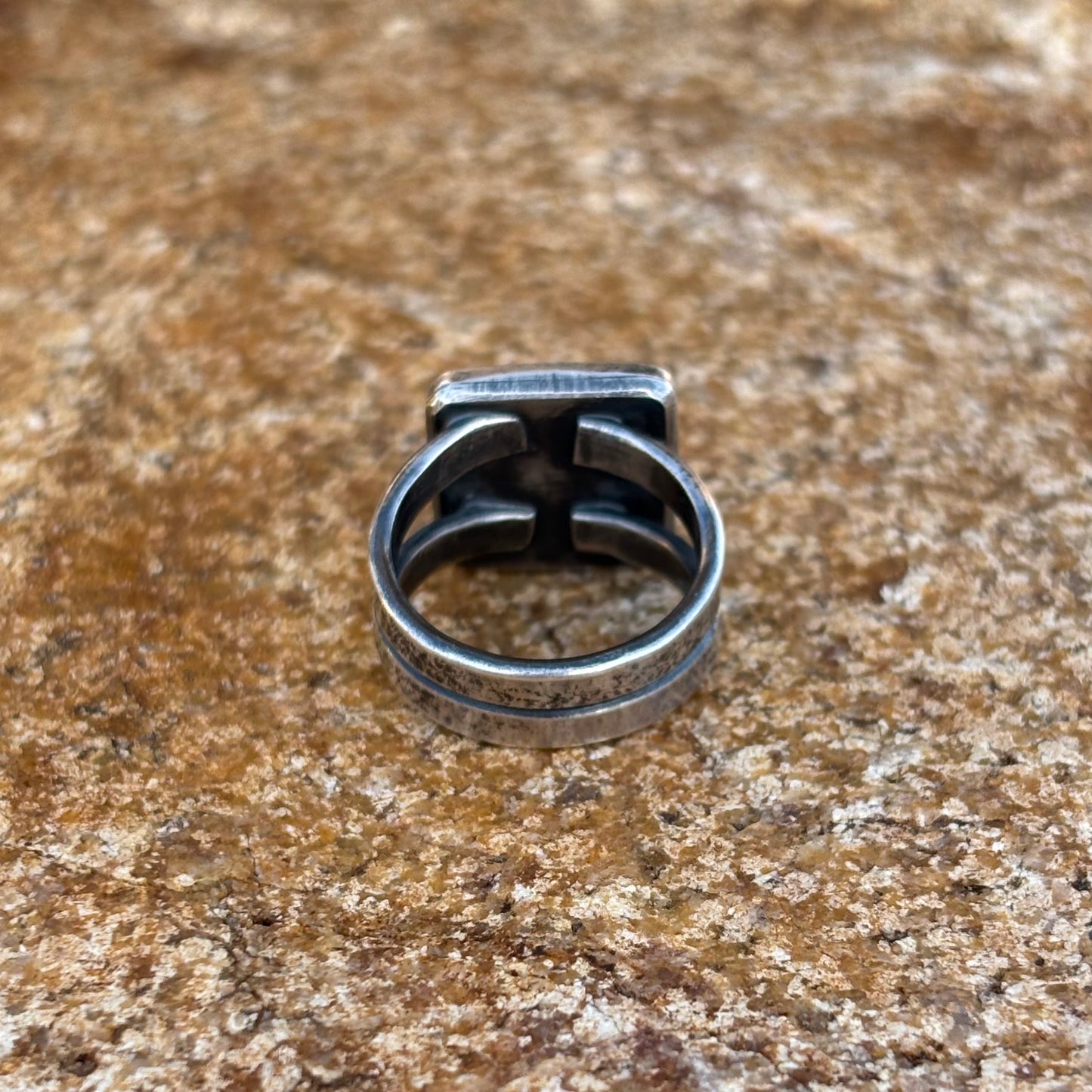 Square shadow box ring with turquoise (size 7 1/4)