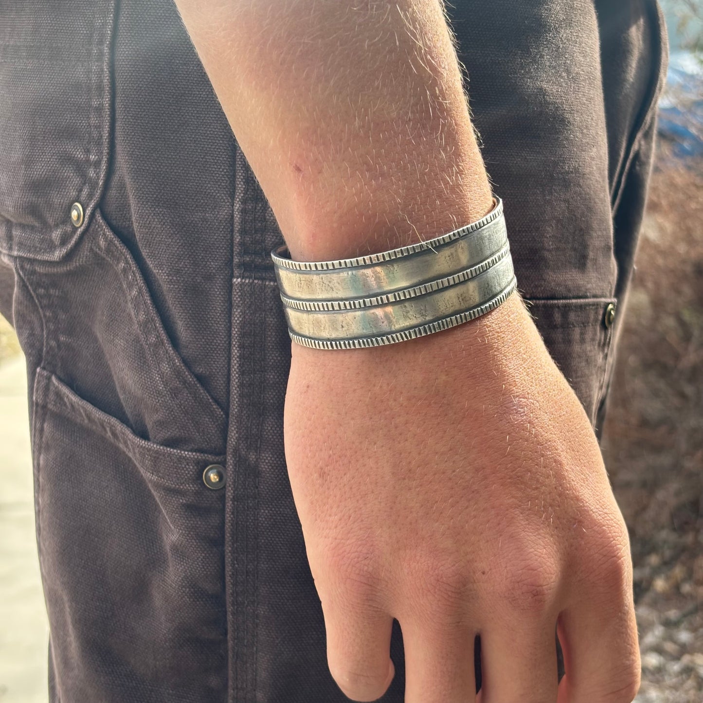 Three Rope Silver Cuff Bracelet