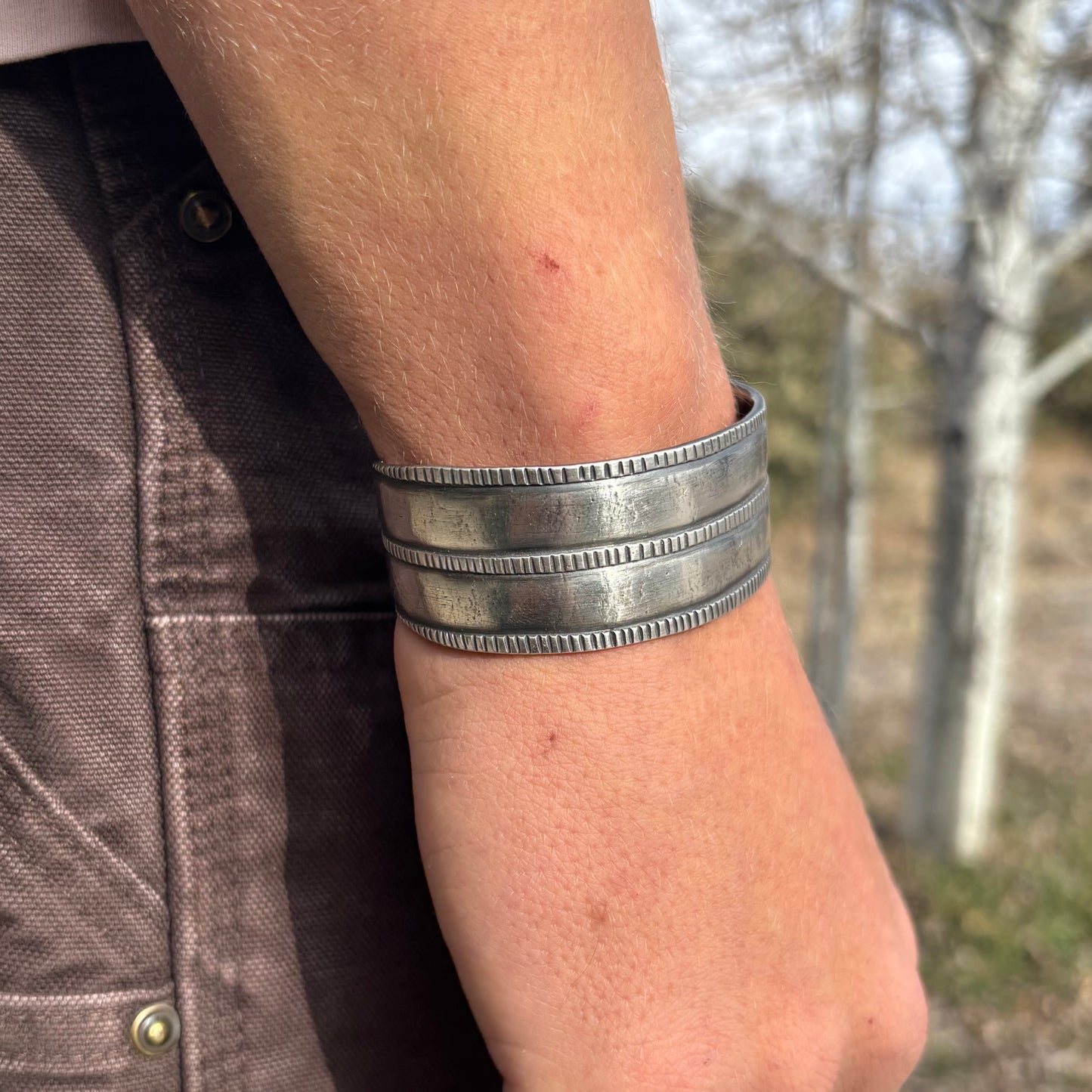 Three Rope Silver Cuff Bracelet