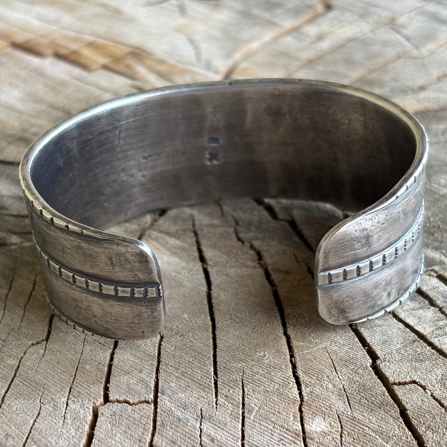 Three Rope Silver Cuff Bracelet with Lone Mountain Turquoise
